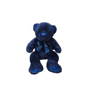 Kids Preferred Dark Blue Teddy Bear with Satin Bow 17"Plush 2000 Stuffed Animal